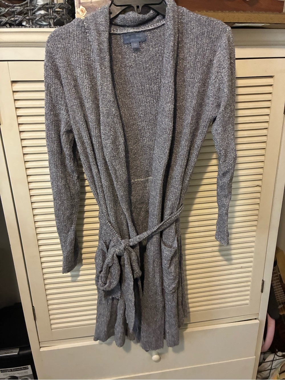 Barefoot Dreams Ribbed Wrap Robe - Light Grey - Picture 2 of 3